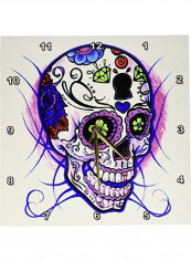 Diamond Sugar Skull Wall Clock Purple 13 X 13inch