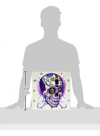 Diamond Sugar Skull Wall Clock Purple 13 X 13inch