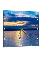 Lone Sailboat Printed Wall Clock Blue 13 x 13inch