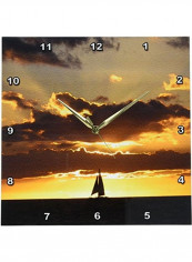 Sailboat At Sunset Sailing Boat Ship Wall Clock Multicolour 13x13inch