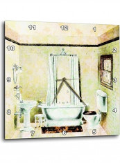 Vintage Bathroom Printed Wall Clock Multicolour 13x13inch