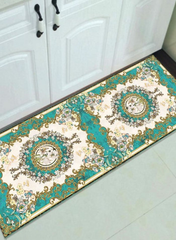 1-Piece Soft Wear-Resisting Floral Print Home Door Rug Green 50x160cm