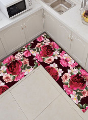 Floral Pattern Soft Kitchen Doorway Rectangle Home Rug Multicolour 50x160cm