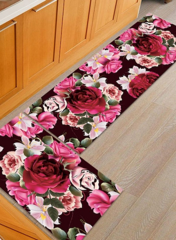 Floral Pattern Soft Kitchen Doorway Rectangle Home Rug Multicolour 50x160cm