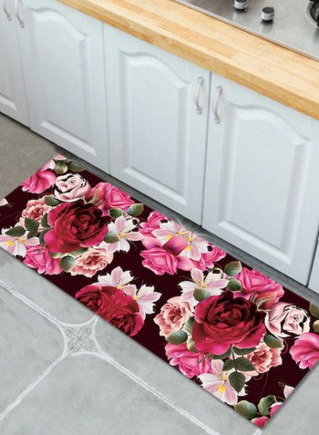 Floral Pattern Soft Kitchen Doorway Rectangle Home Rug Multicolour 50x160cm