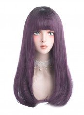 Natural Looking Synthetic Long Straight Hair Wigs Purple