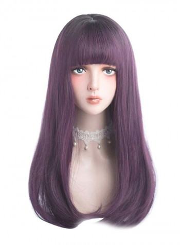 Natural Looking Synthetic Long Straight Hair Wigs Purple