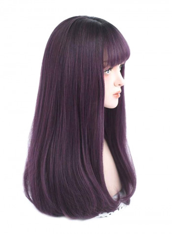 Natural Looking Synthetic Long Straight Hair Wigs Purple