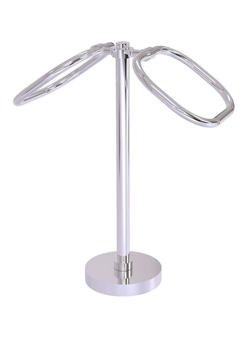 Vanity Top 2-Ring Guest Towel Holder Silver 9x20x6inch