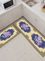 1-Piece Colourblock Rectangle Shaped Kitchen Floor Rug Multicolour 50x160cm