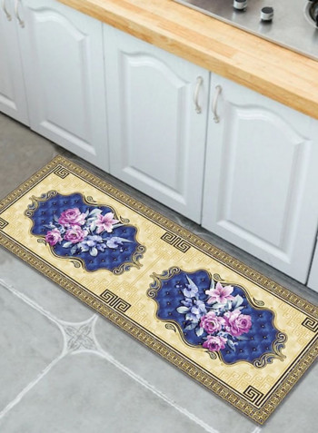 1-Piece Colourblock Rectangle Shaped Kitchen Floor Rug Multicolour 50x160cm