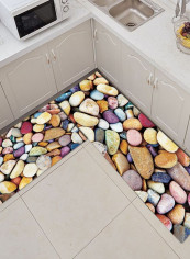 1-Piece Soft Cobblestone Printed Anti-skidding Rectangle Floor Rug Multicolour 50x160cm