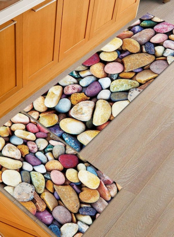 1-Piece Soft Cobblestone Printed Anti-skidding Rectangle Floor Rug Multicolour 50x160cm