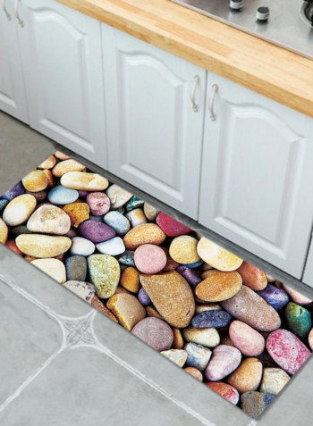 1-Piece Soft Cobblestone Printed Anti-skidding Rectangle Floor Rug Multicolour 50x160cm