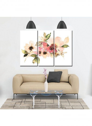 3-Piece Flower Theme Canvas Frame Painting Set Multicolour 120 x 60centimeter
