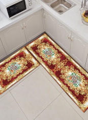 Classic Floral Print Living Room Floor Mat Red 50x160cm