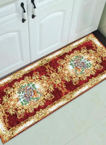 Classic Floral Print Living Room Floor Mat Red 50x160cm