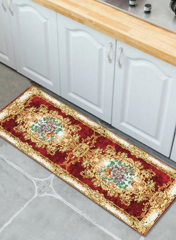 Classic Floral Print Living Room Floor Mat Red 50x160cm