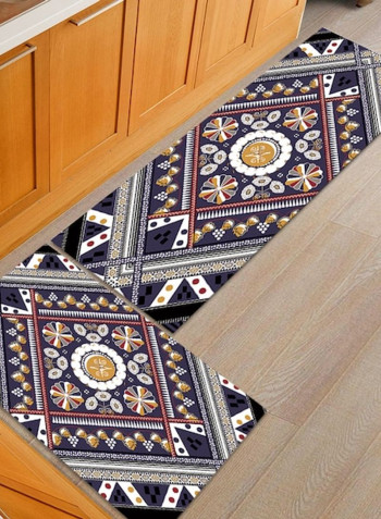 Modern Geometric Pattern Anti-Slip Floor Rug Purple 50x160cm