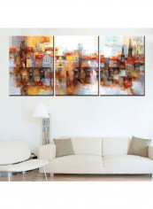 3-Piece City Sky Line Theme Canvas Frame Painting Set Multicolour 120 x 60centimeter