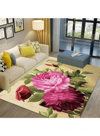 Soft 3D Flowers Printed Classic Anti-Slip Rug Multicolour 120x160cm