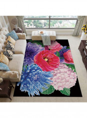 3D Flowers Print Floor Mat Multicolour 120x160cm