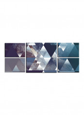 5-Piece Abstract Theme Canvas Painting With Frame Blue/White 109X58centimeter