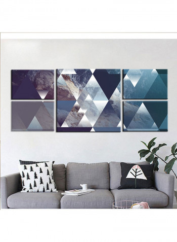 5-Piece Abstract Theme Canvas Painting With Frame Blue/White 109X58centimeter