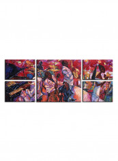 5-Piece Abstract Theme Canvas Painting With Frame Multicolour 109X58centimeter