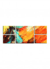 5-Piece Abstract Theme Canvas Painting With Frame Multicolour 109X58centimeter