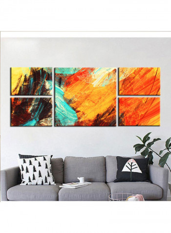 5-Piece Abstract Theme Canvas Painting With Frame Multicolour 109X58centimeter