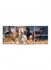 5-Piece Animal Theme Canvas Painting With Frame Multicolour 109X58centimeter