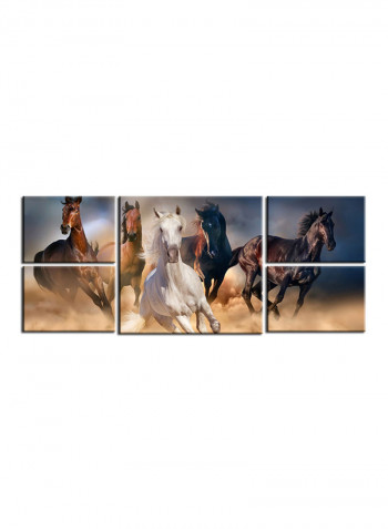 5-Piece Animal Theme Canvas Painting With Frame Multicolour 109X58centimeter