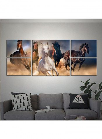 5-Piece Animal Theme Canvas Painting With Frame Multicolour 109X58centimeter