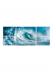 5-Piece Sea Theme Canvas Painting With Frame Blue 109X58centimeter