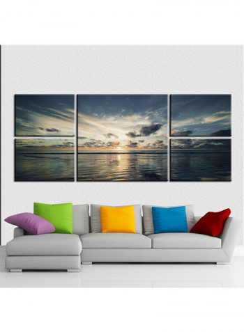 5-Piece Sea Theme Canvas Painting With Frame Multicolour 109X58centimeter