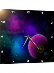 Planet On A Starry Sky With Bokeh Accents In Outer Space Wall Clock Multicolour 13x13inch