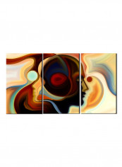 3-Piece Abstract Theme Canvas Painting With Frame Multicolour 120X60centimeter