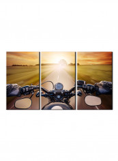 3-Piece Automobile Theme Canvas Painting With Frame Multicolour 120X60centimeter
