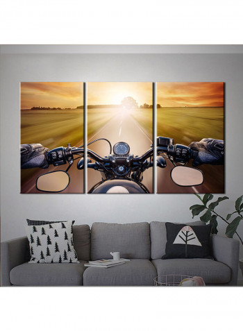 3-Piece Automobile Theme Canvas Painting With Frame Multicolour 120X60centimeter