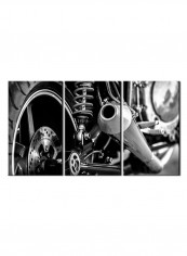3-Piece Automobile Theme Canvas Painting With Frame White/Black 120X60centimeter