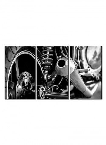 3-Piece Automobile Theme Canvas Painting With Frame White/Black 120X60centimeter