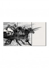 3-Piece Sports Theme Canvas Painting With Frame White/Black 120X60centimeter