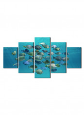5-Piece Sea Theme Canvas Painting With Frame Multicolour 100X55centimeter