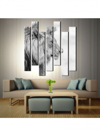 7-Piece Animal Theme Canvas Painting With Frame White/Black 75X70centimeter