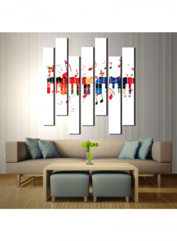 7-Piece Music Theme Canvas Painting With Frame Multicolour 75X70centimeter