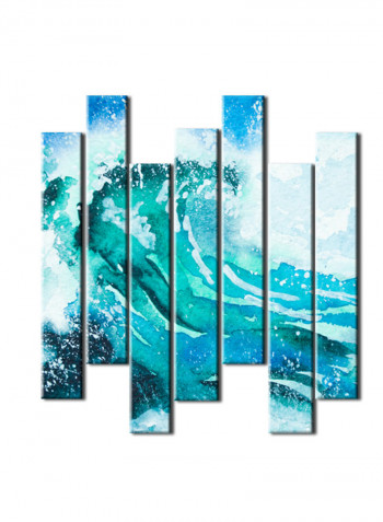 7-Piece Sea Theme Canvas Painting With Frame Blue 75X70centimeter