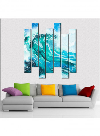 7-Piece Sea Theme Canvas Painting With Frame Blue 75X70centimeter