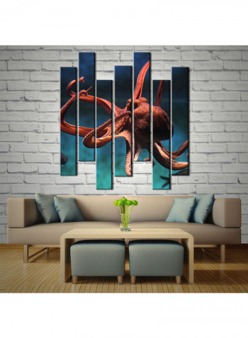 7-Piece Sea Theme Canvas Painting With Frame Multicolour 75X70centimeter