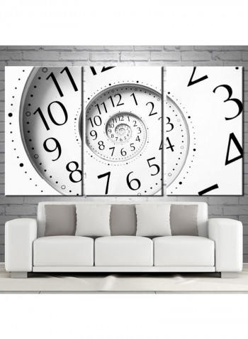 3-Piece Abstract Theme Canvas Painting With Frame White/Black 120X60centimeter